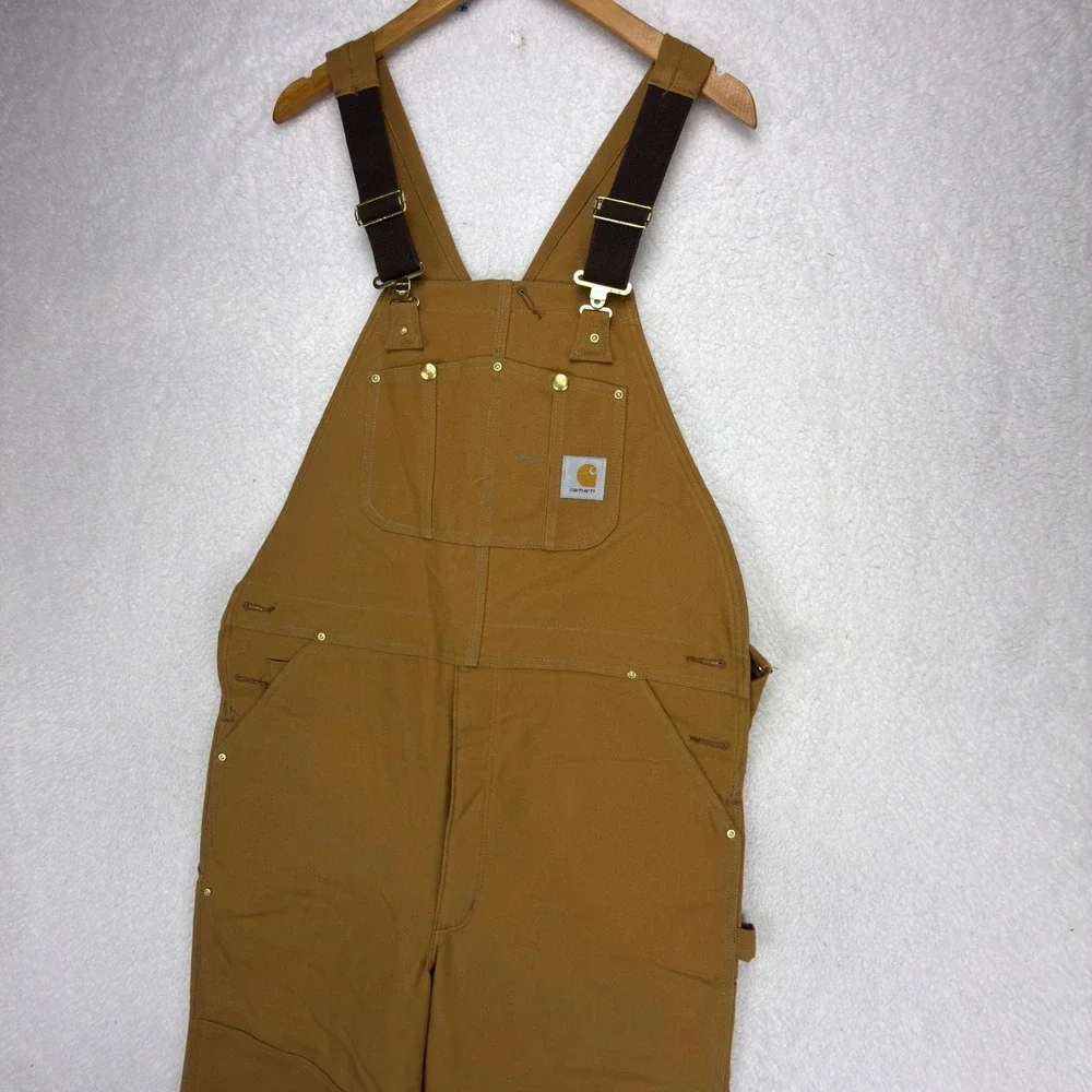 Carhartt Traditional Duck Bibs Overalls Quilt Lined 40x34 R02 BRN Brown NOS NWT